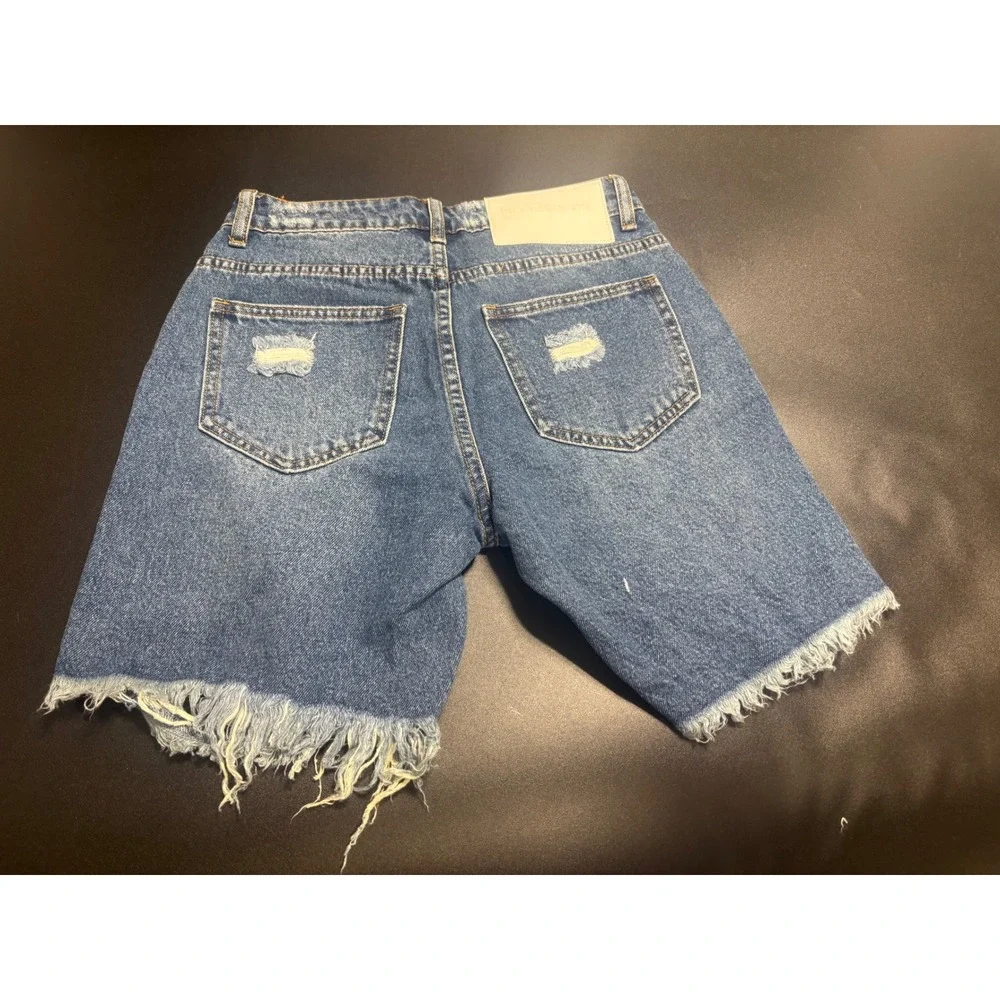 One Teaspoon Stevies Low Waist Long Length Boyfriend Denim Shorts Rosewood Sz 23